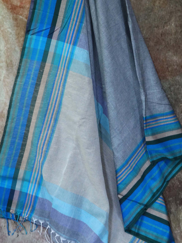 Grey cotton saree, with bp