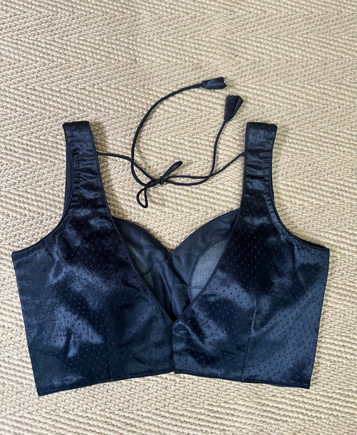 Black mushru silk blouse