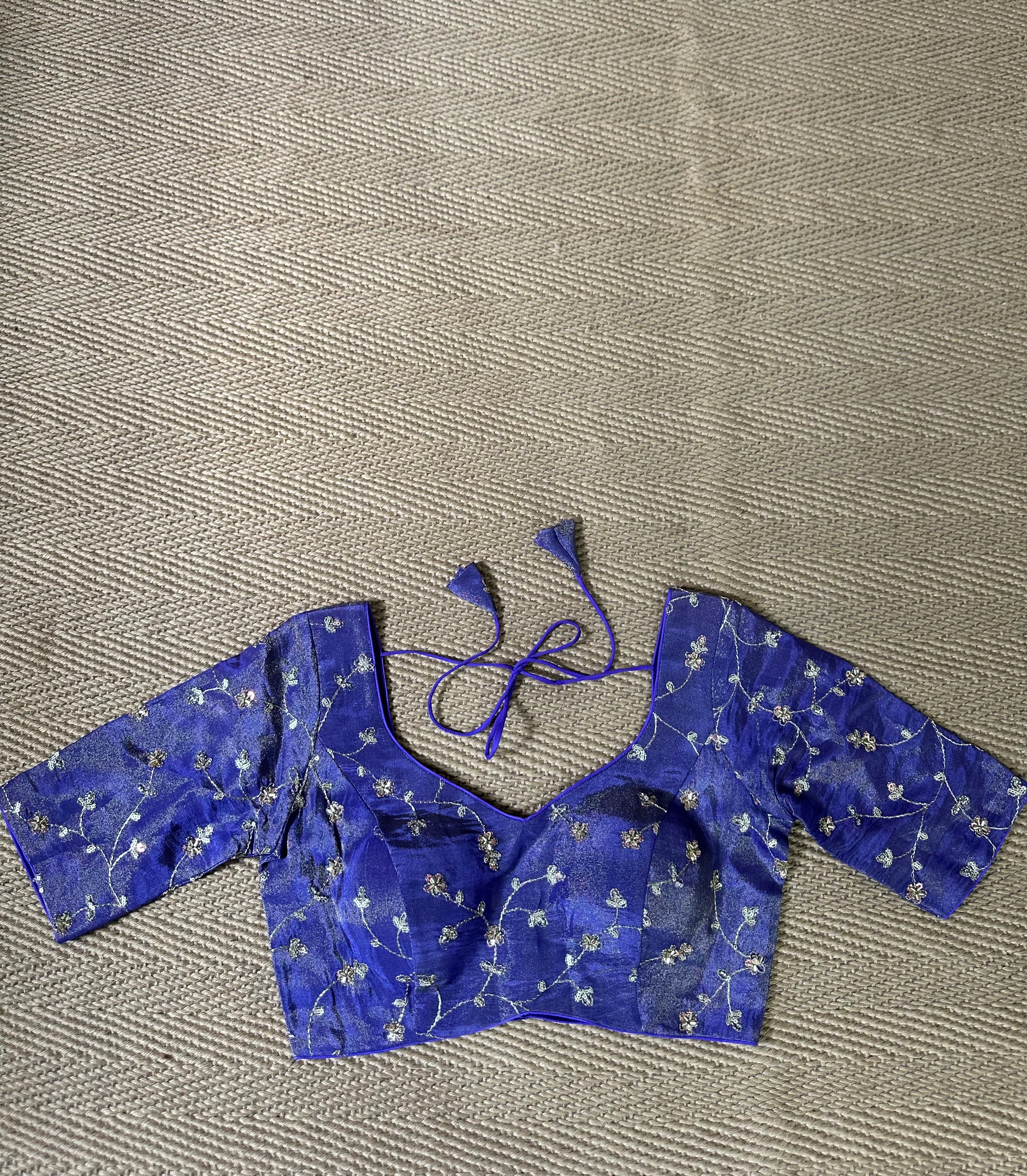 Purple tissue silk blouse with bead work
