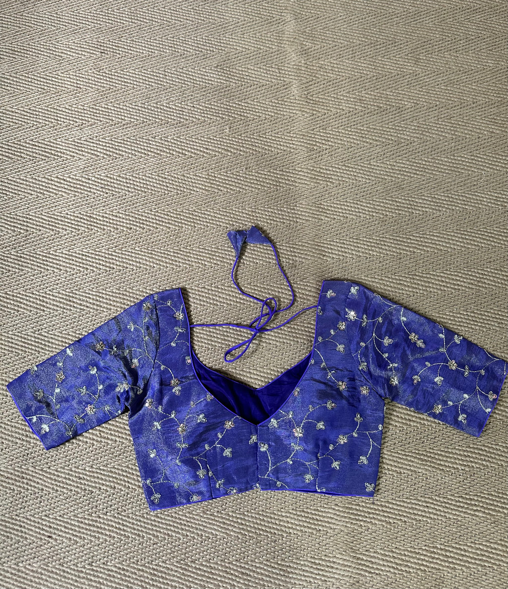 Purple tissue silk blouse with bead work