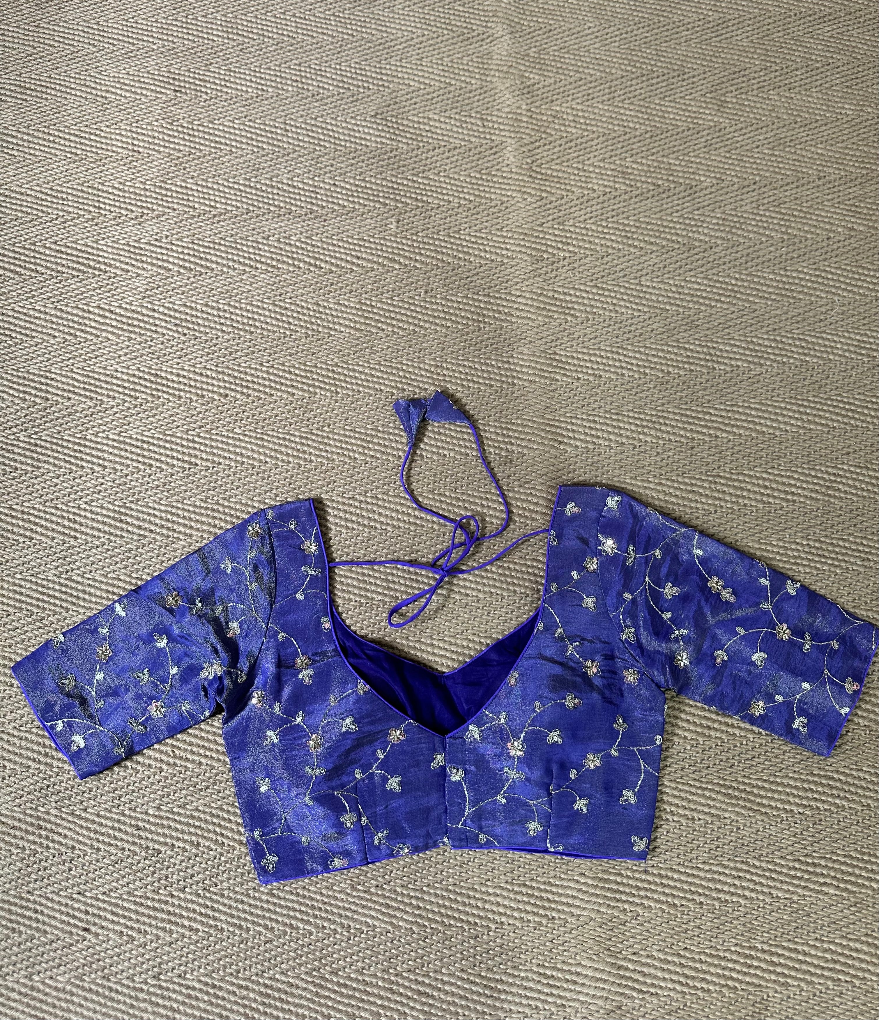 Purple tissue silk blouse with bead work