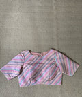 Peach multi cplor brocade blouse