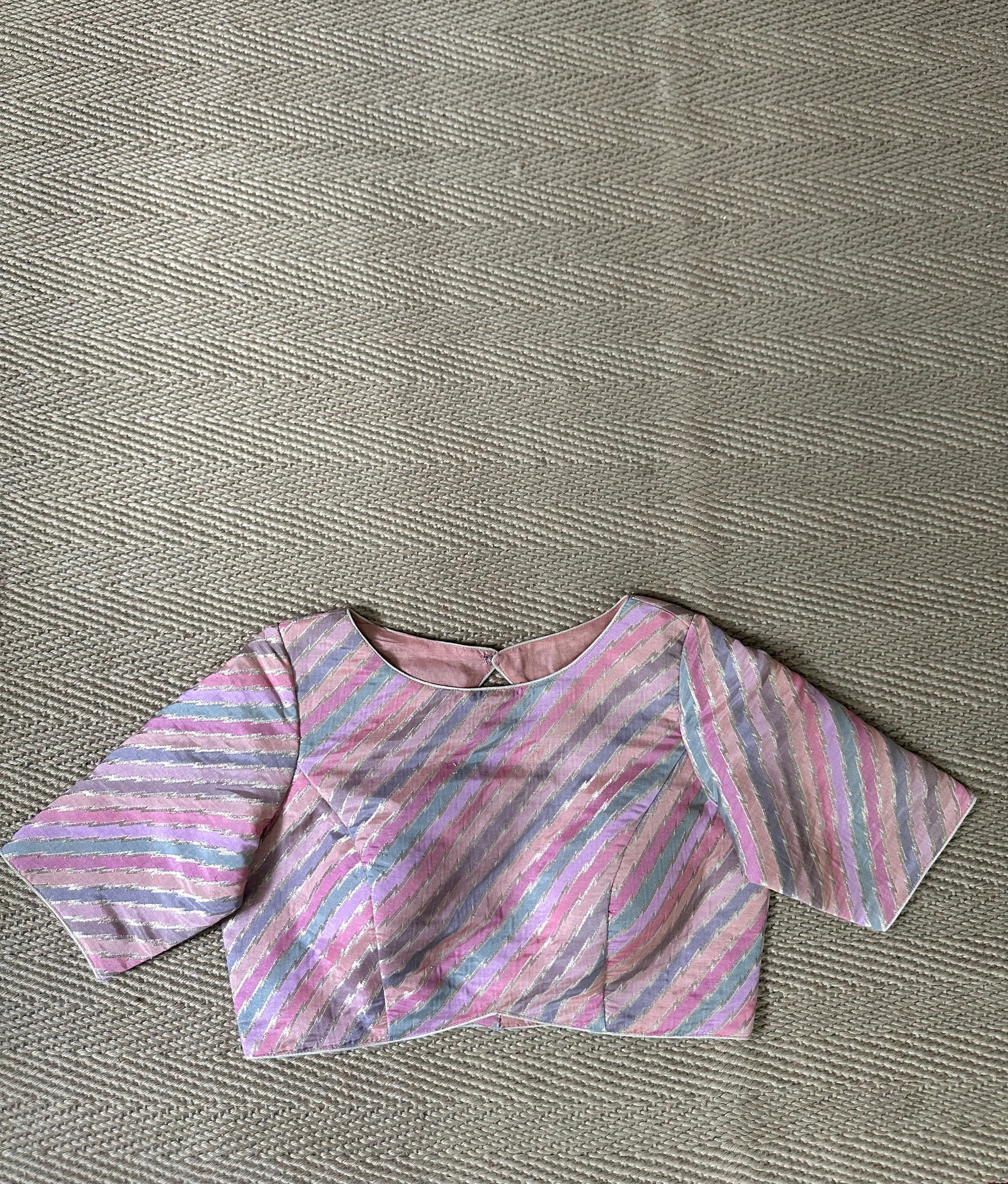Peach multi cplor brocade blouse