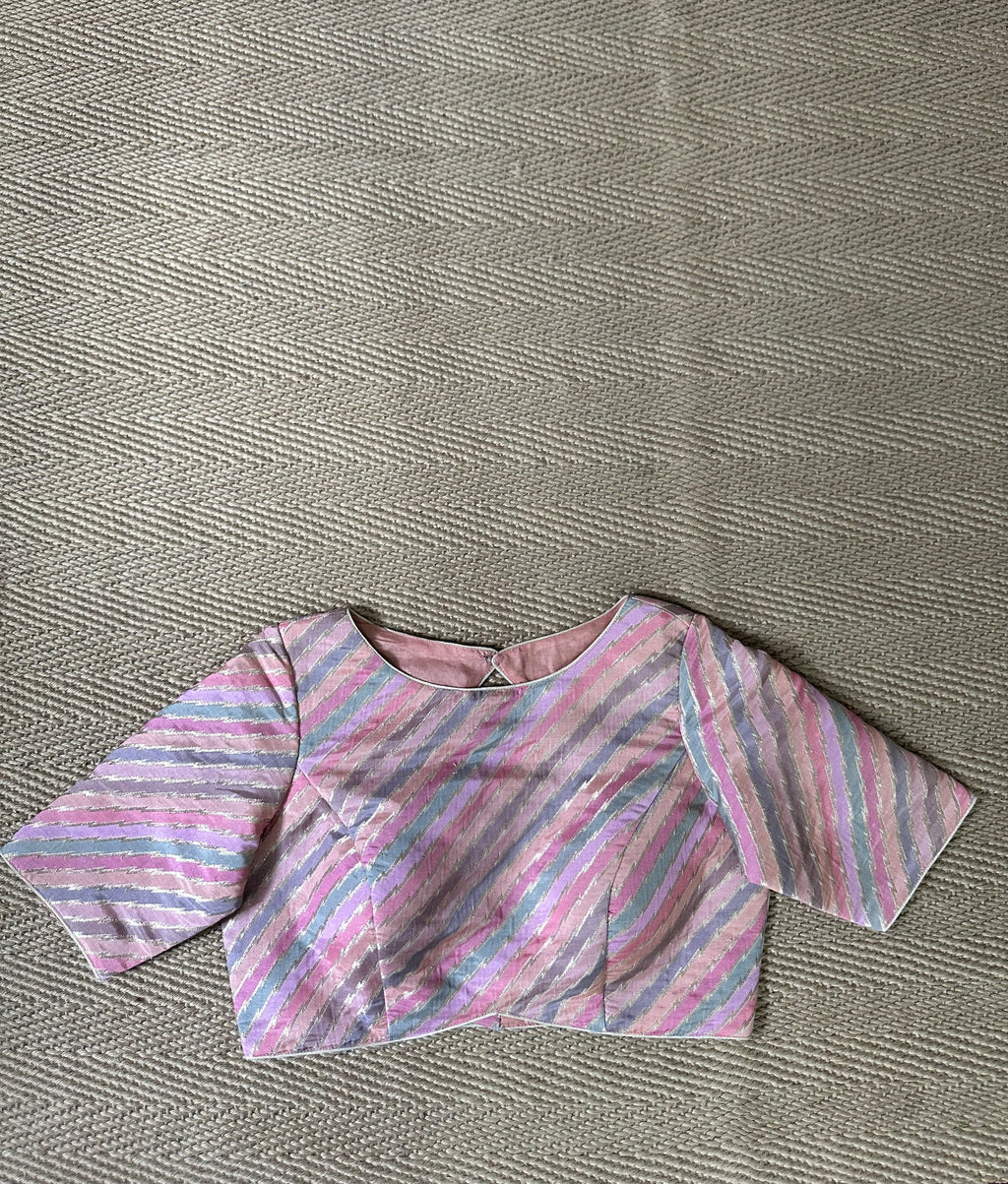 Peach multi cplor brocade blouse