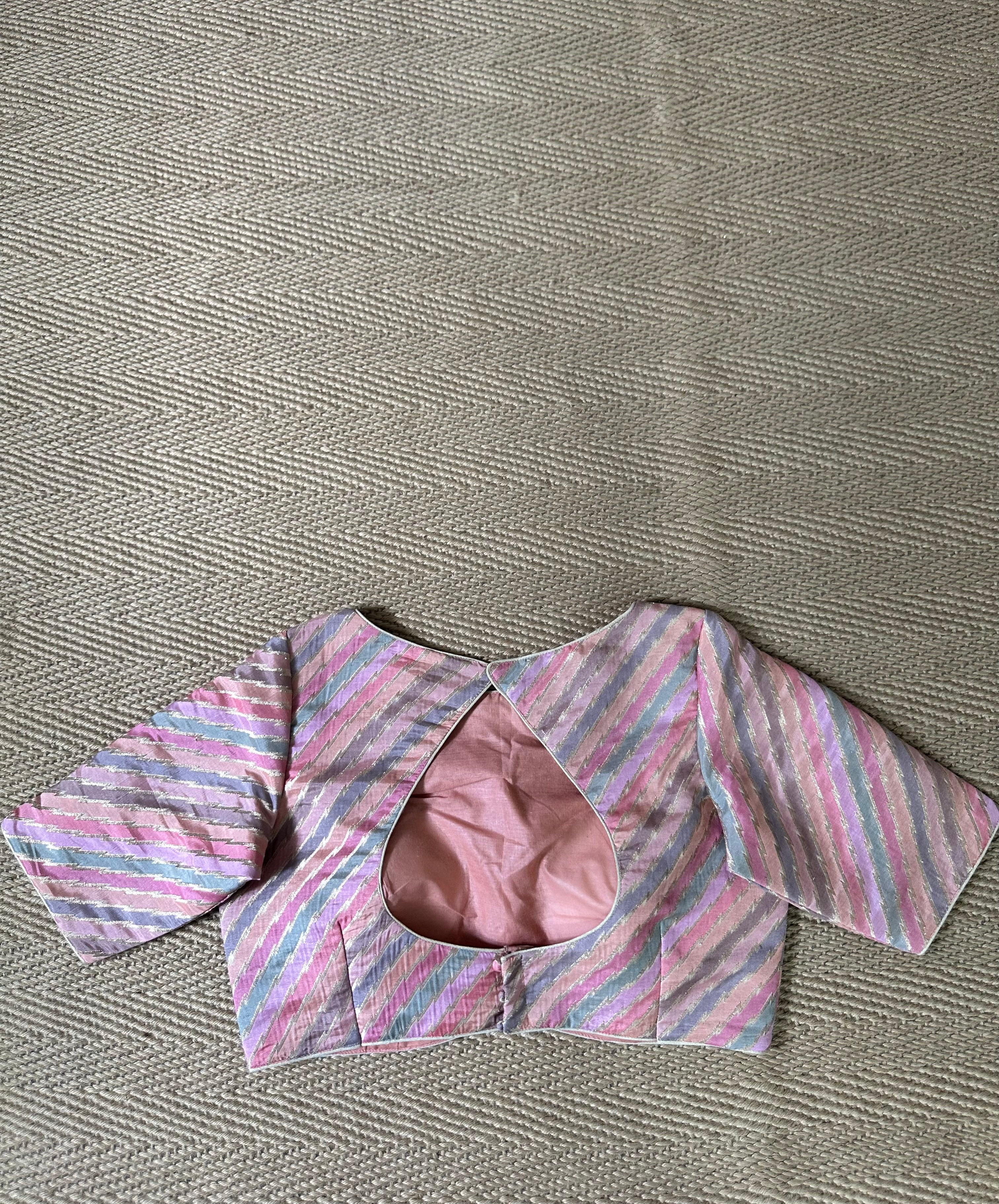 Peach multi cplor brocade blouse