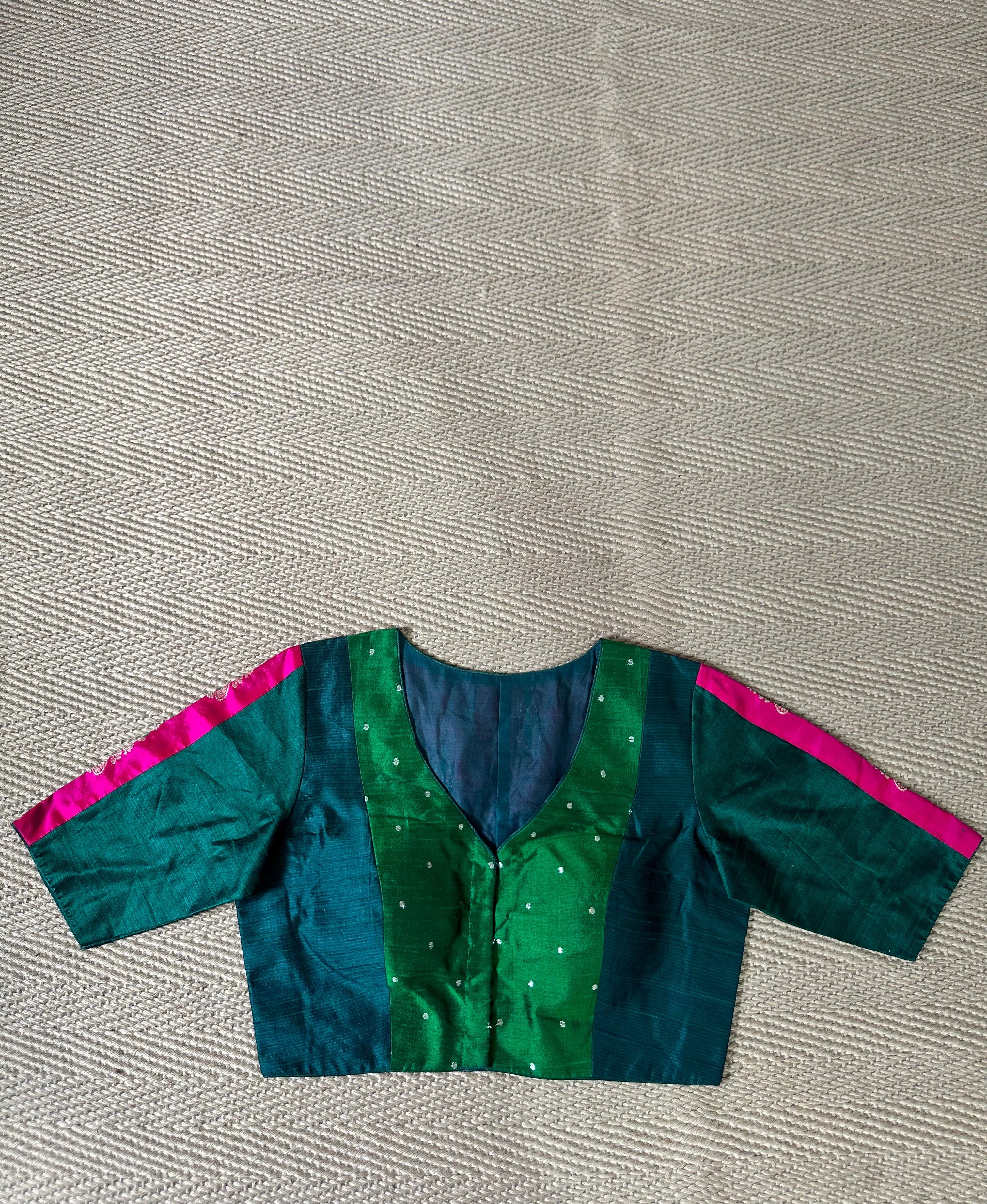 Green silk blouse