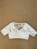 Off white linen blouse with cut work on the back