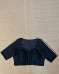 Black raw silk blouse with kanta work