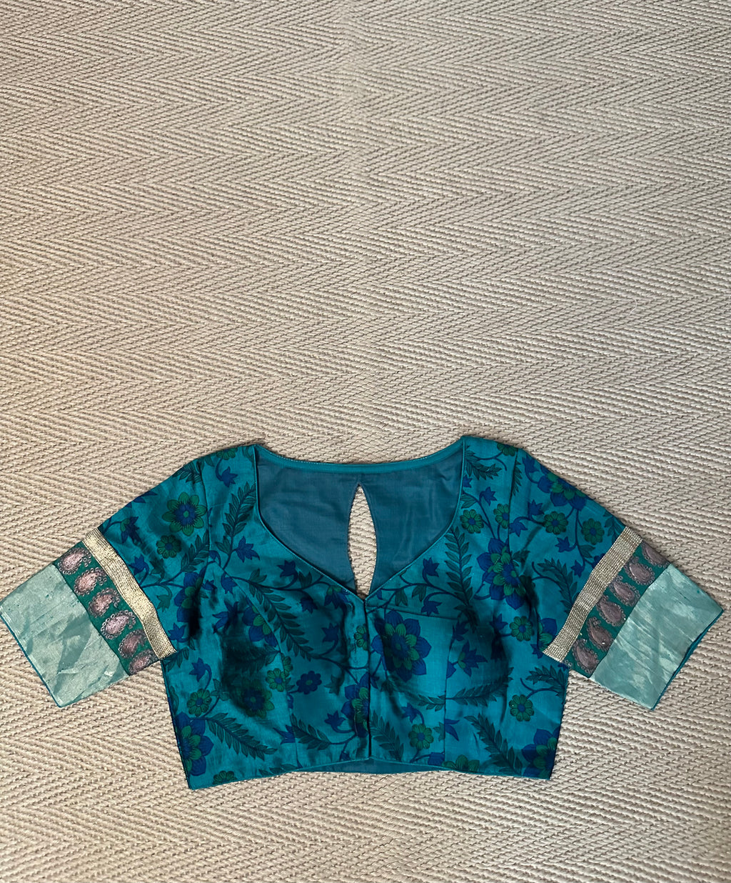Peacock green silk blouse