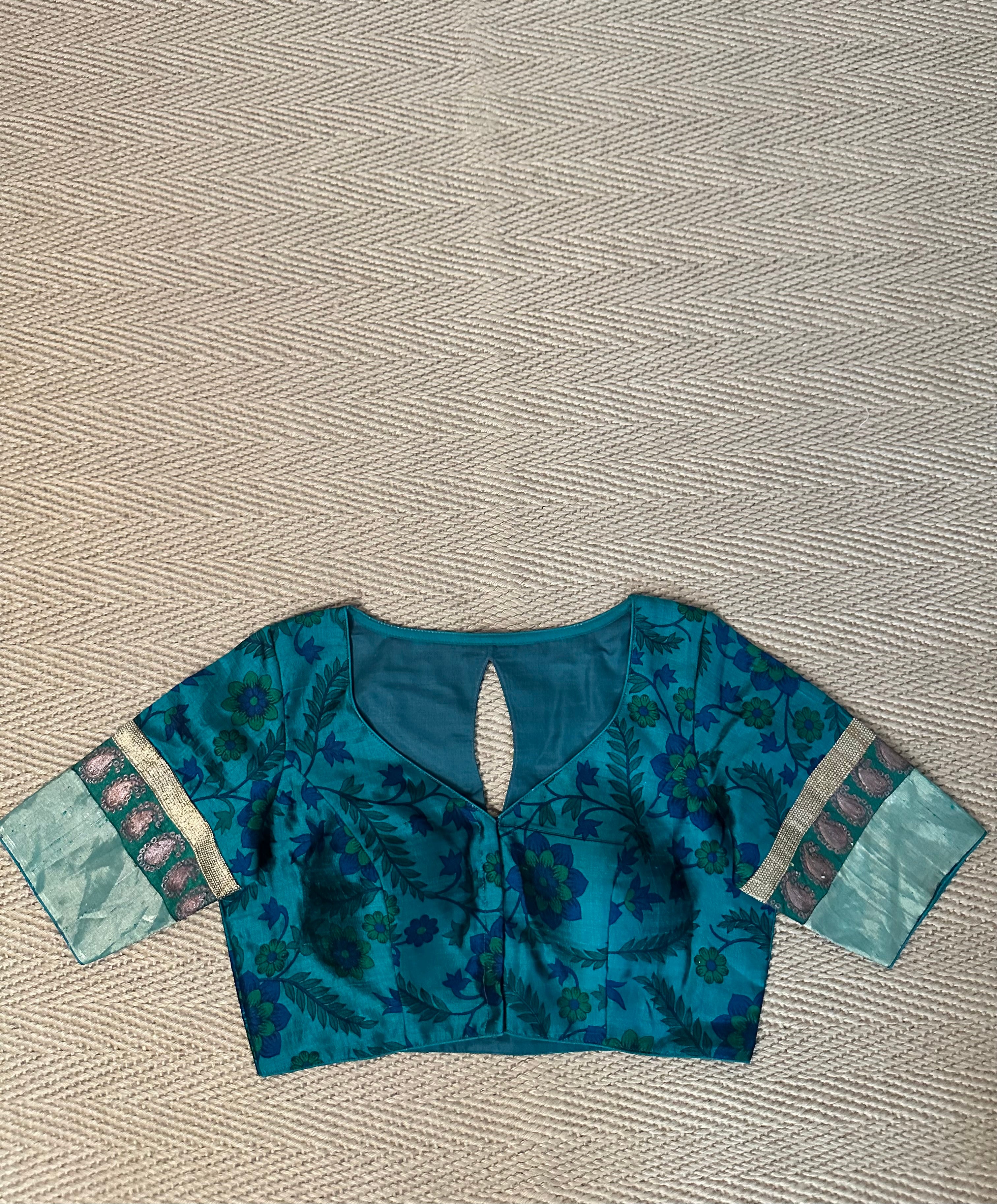 Peacock green silk blouse