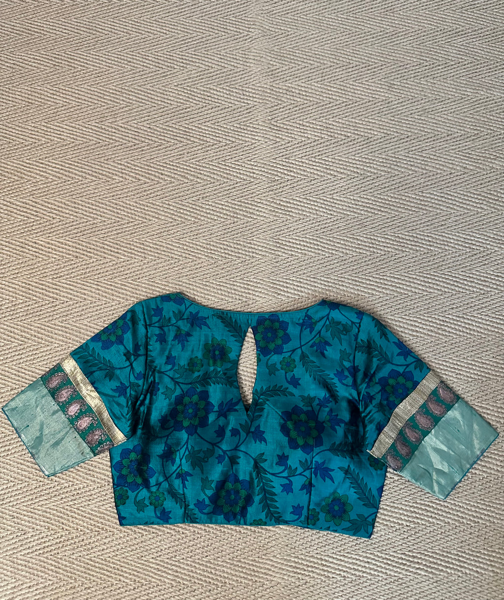 Peacock green silk blouse