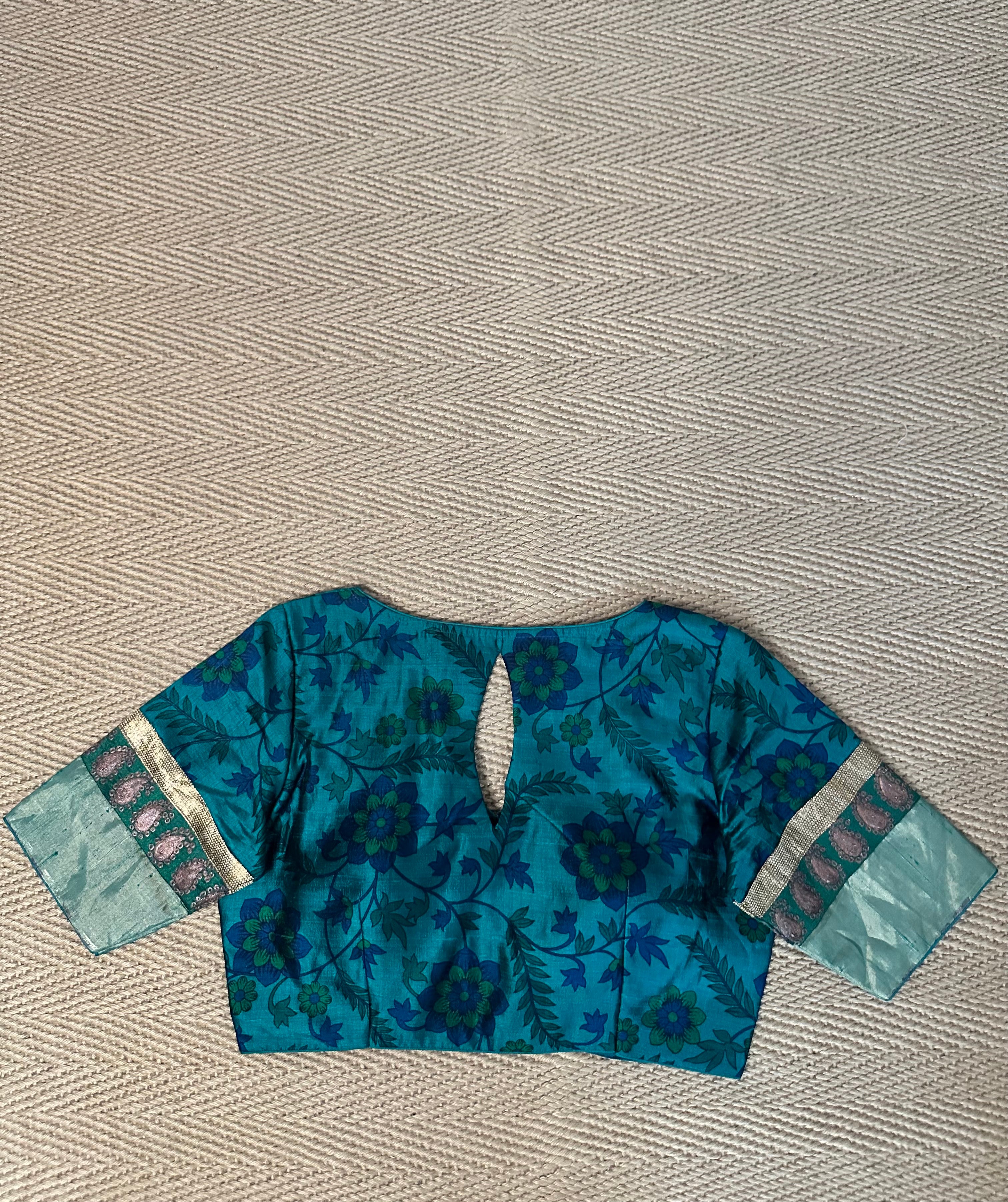 Peacock green silk blouse
