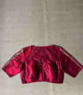 Red raw silk blouse with kanta work