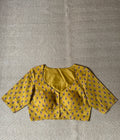 Muatard yellow cotton ajrak handblock printed blouse