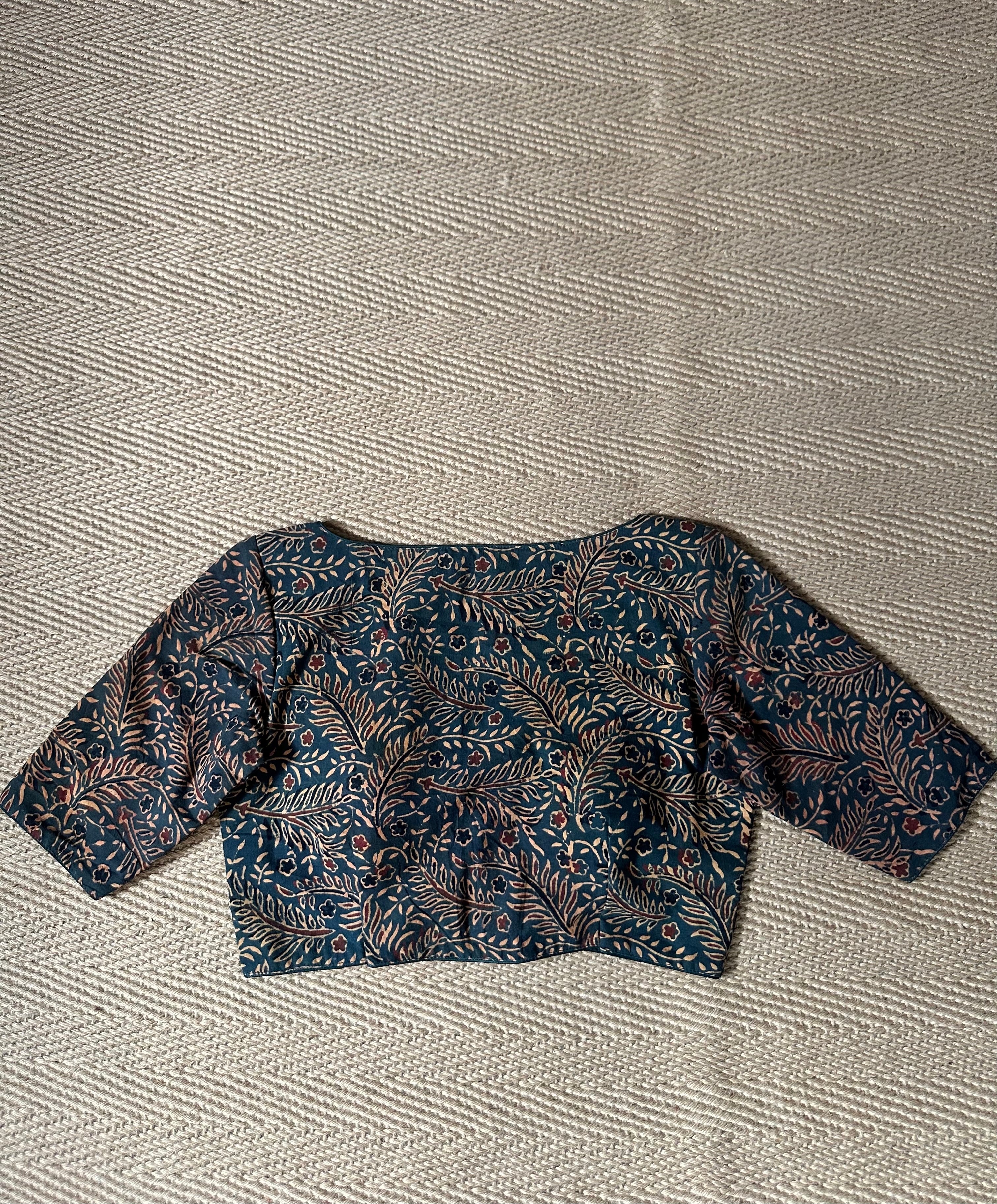 Green cotton ajrak handblock printed blouse