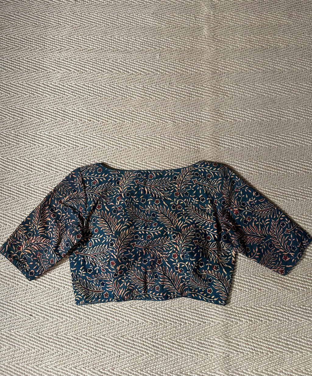 Green cotton ajrak handblock printed blouse