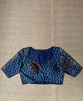 Indigo blue cotton ajrak handblock printed blouse