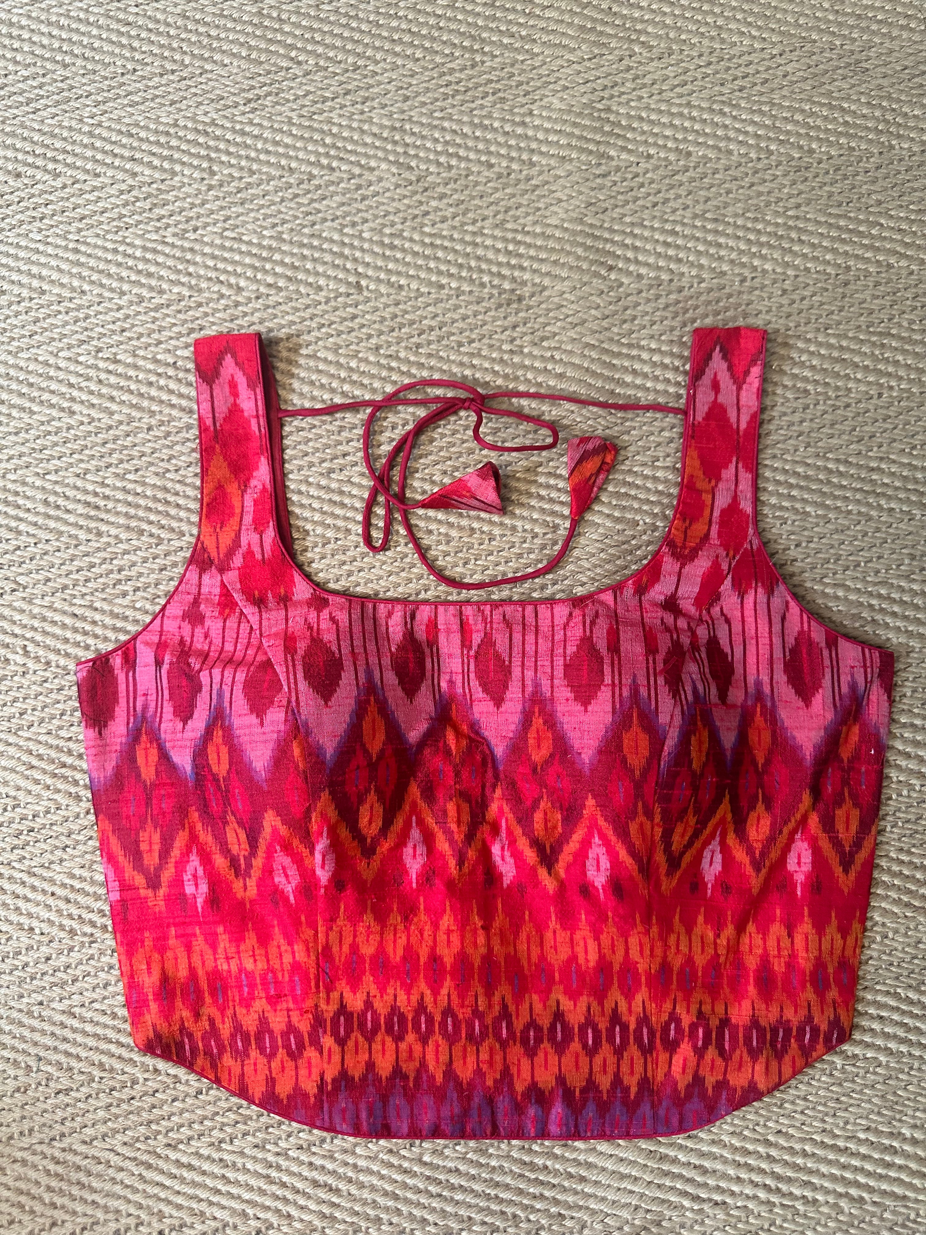 Orange ikkat silk corset