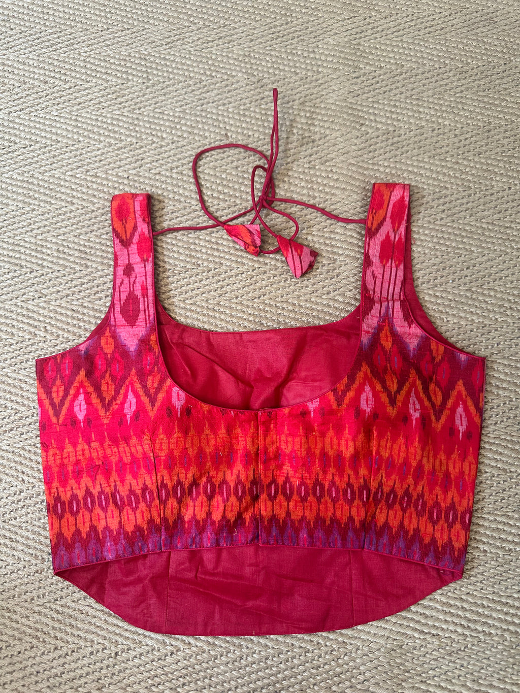 Orange ikkat silk corset
