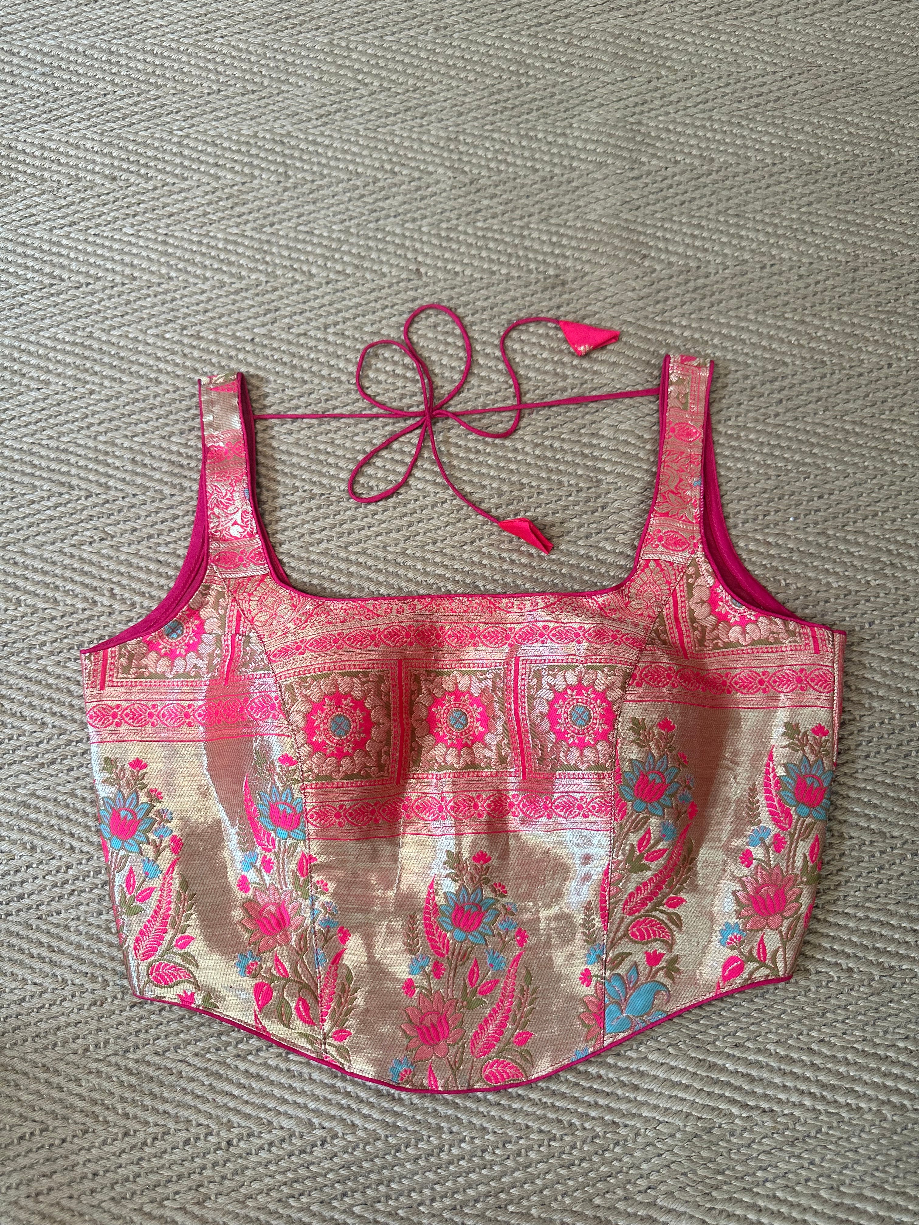 Peach brocade corset