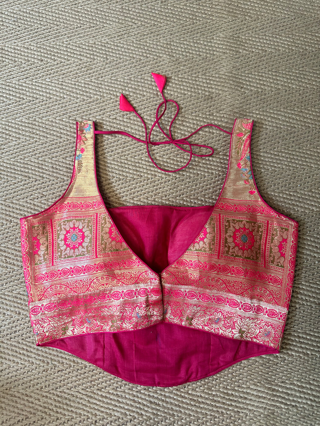 Peach brocade corset