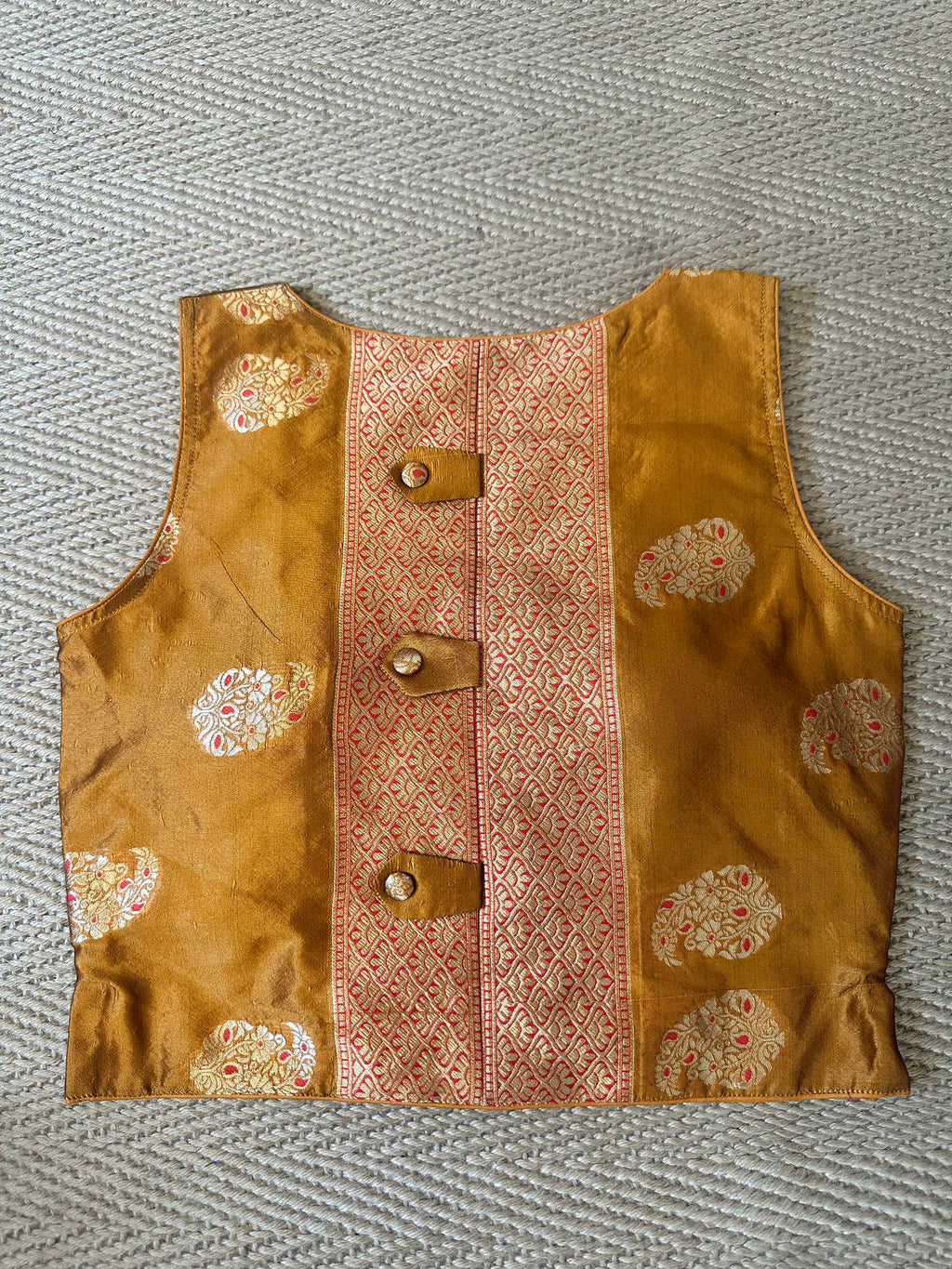 Mustard yellow silk long blouse