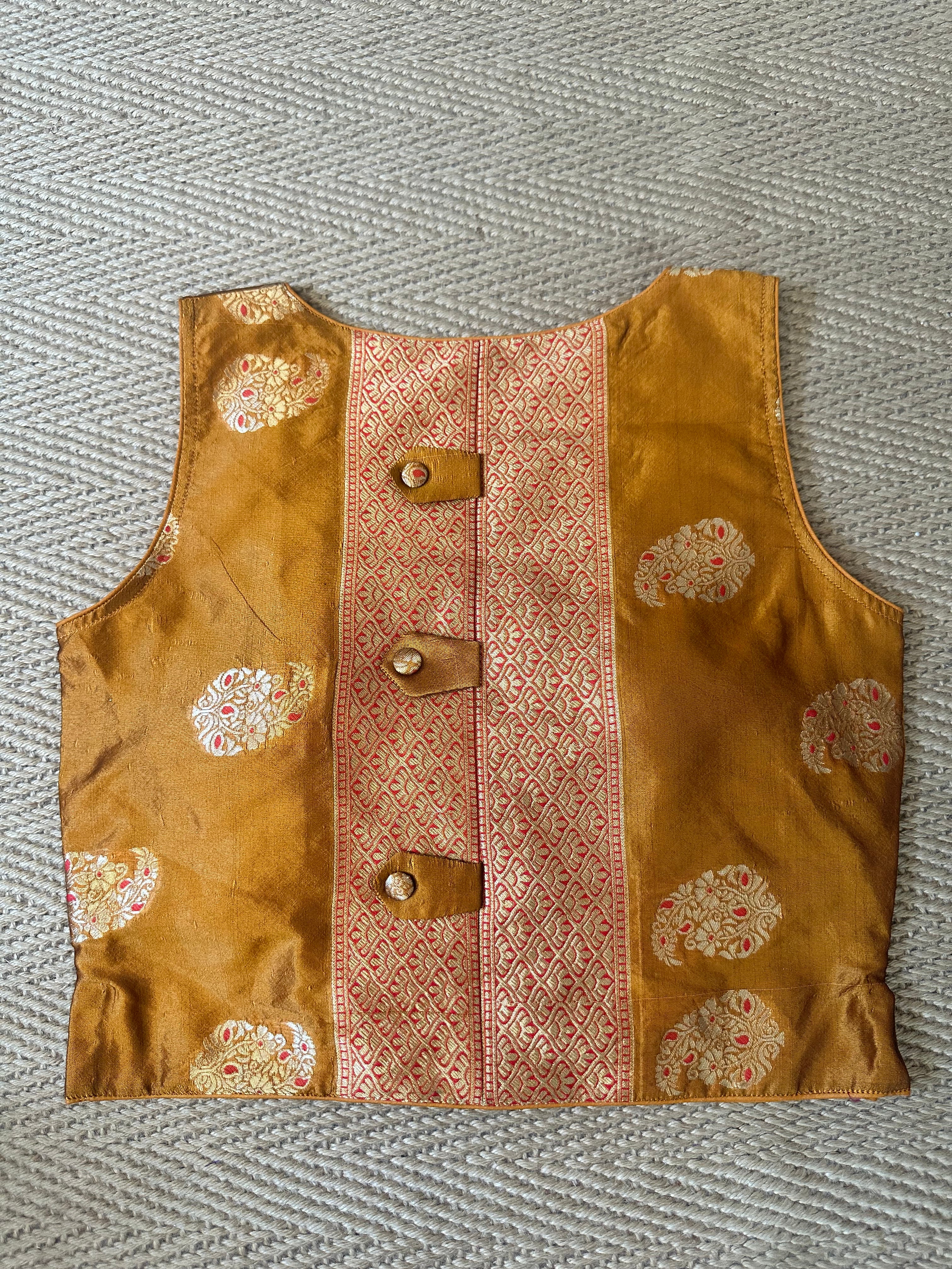 Mustard yellow silk long blouse