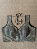 Black silk brocade blouse