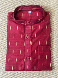 Maroon cotton silk short kurta