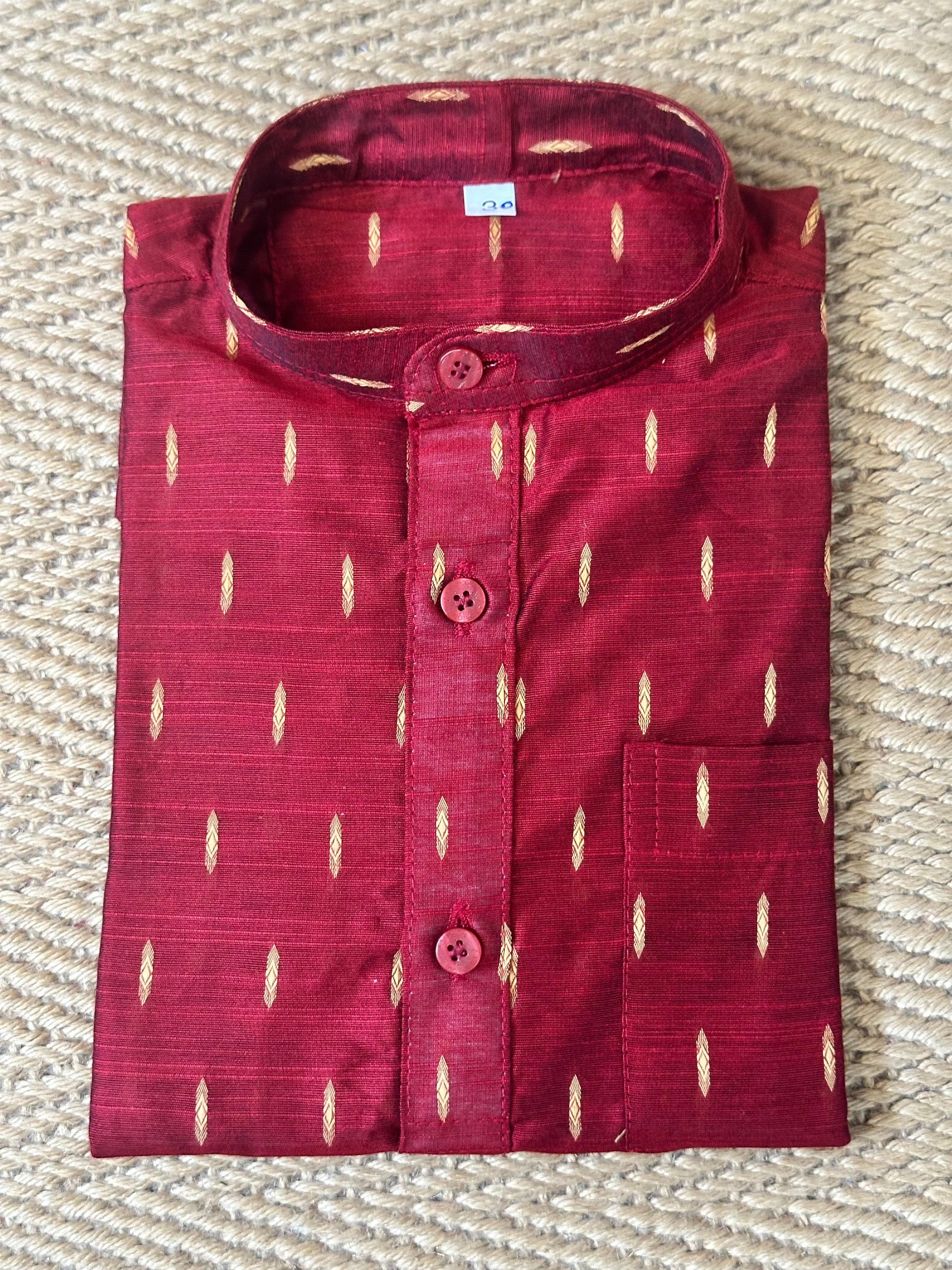 Maroon cotton silk short kurta