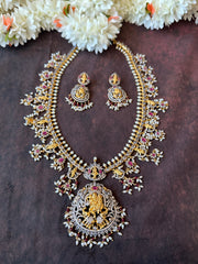 Victorian finish guttapusalu with maroon stone and earring