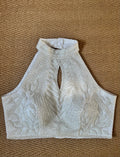 Off white designer blouse with bead work