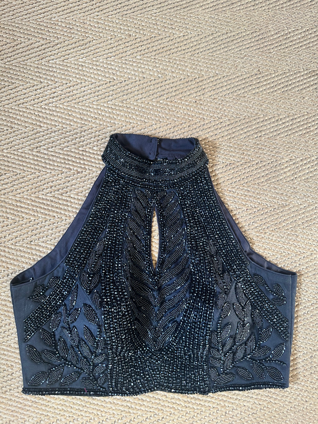 Black designer blouse with bead work