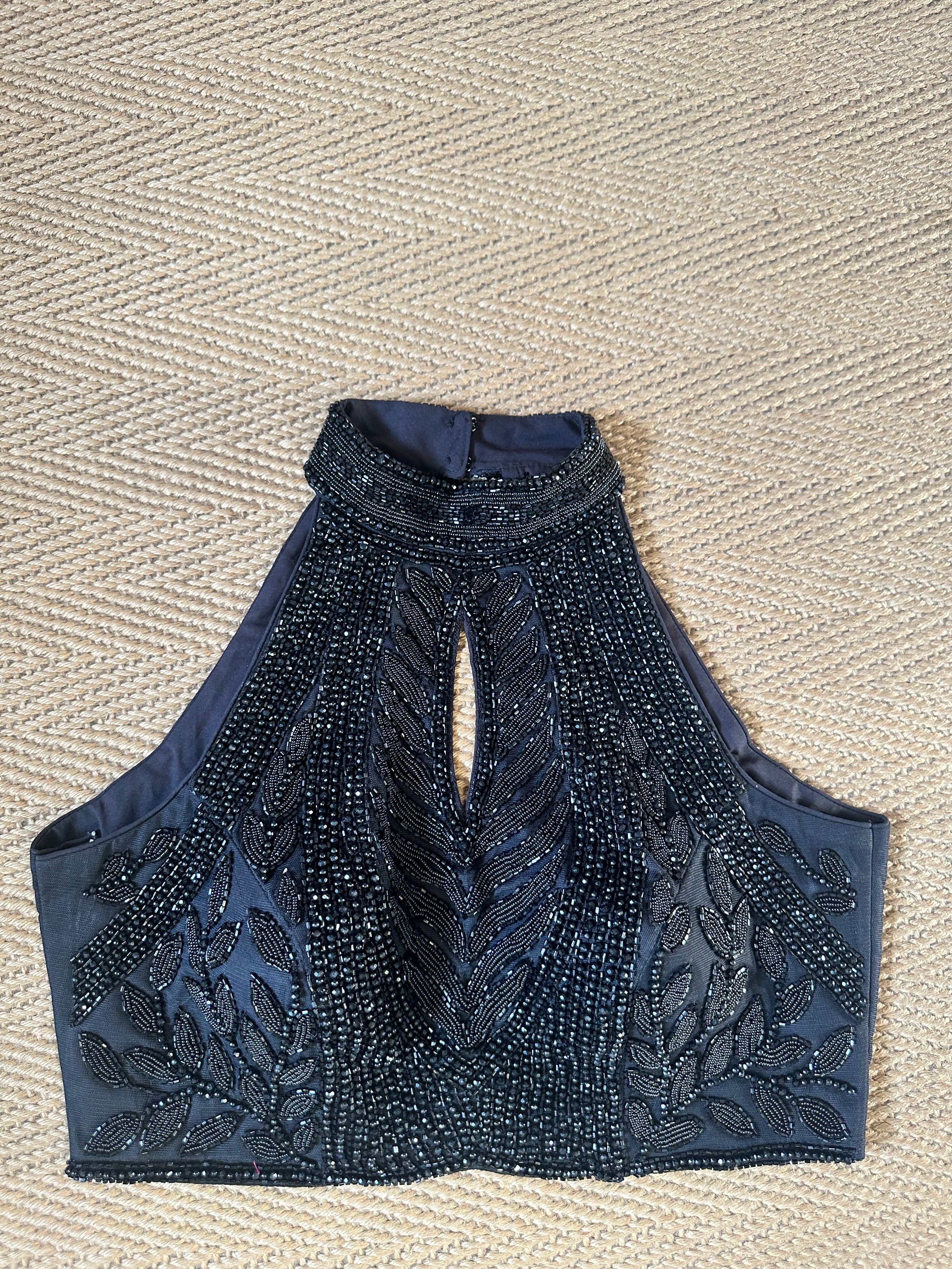 Black designer blouse with bead work