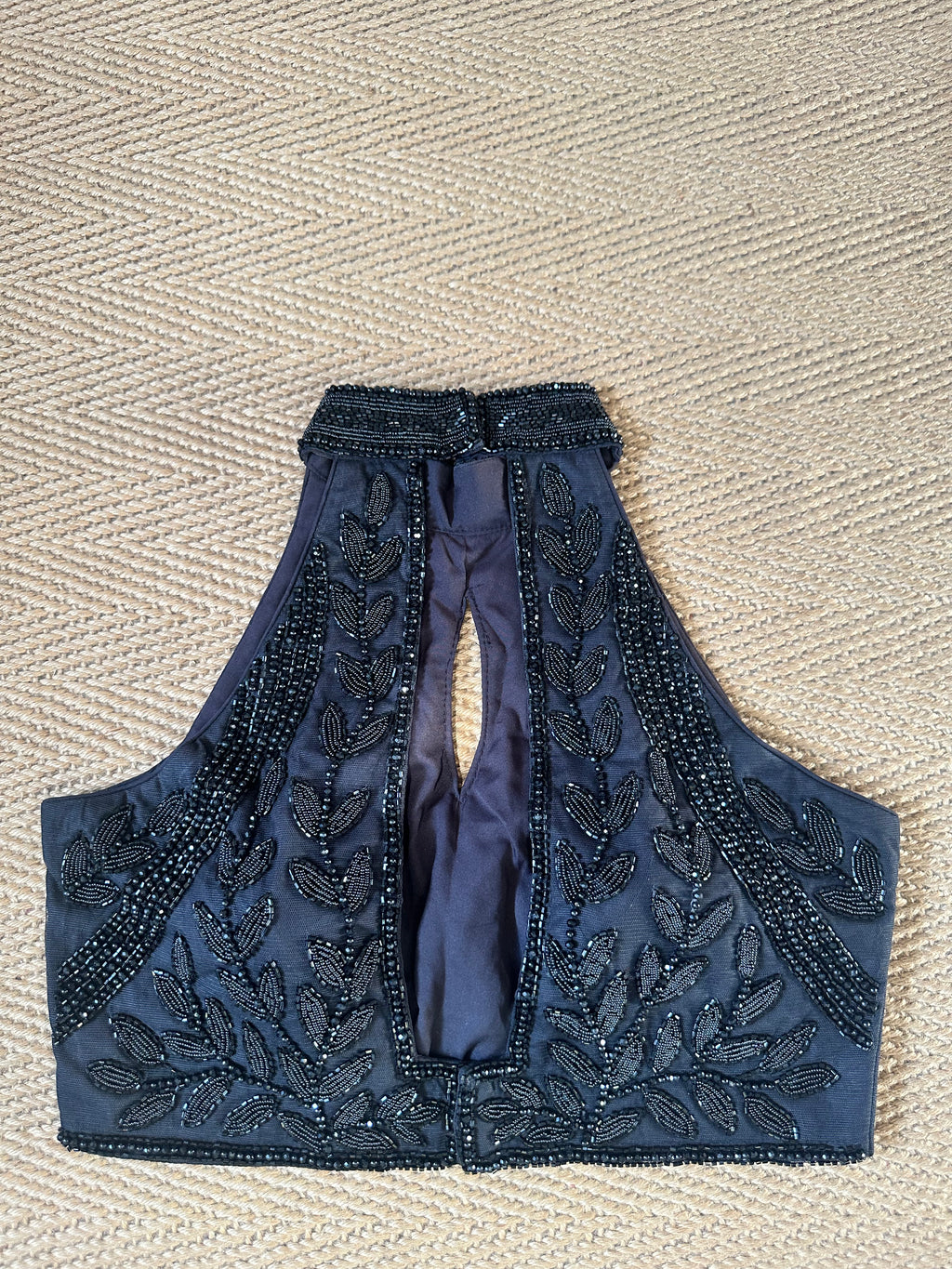 Black designer blouse with bead work