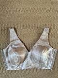 Cream satin stilk adjustbale blouse