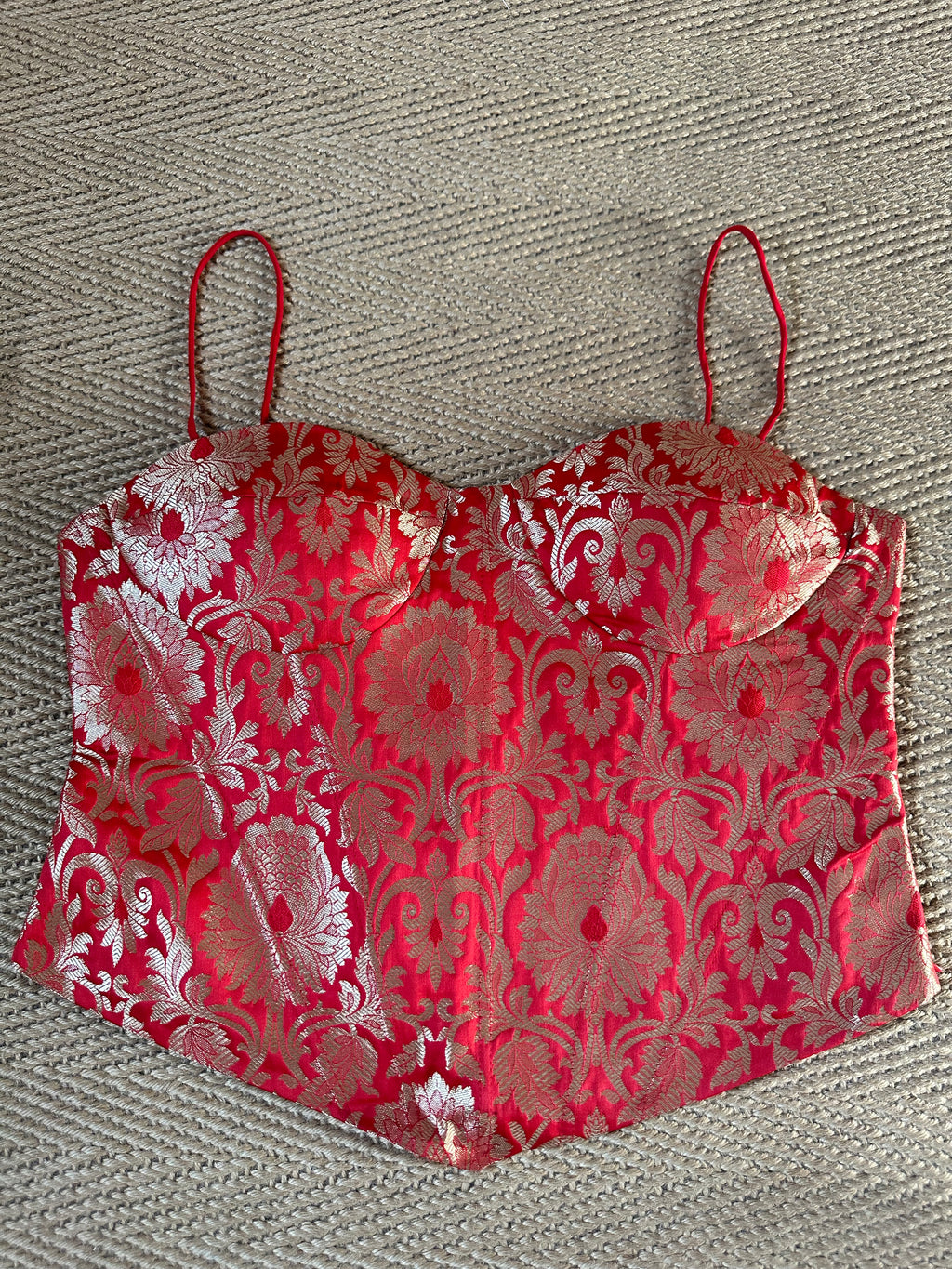 Red banarsi brocade corset
