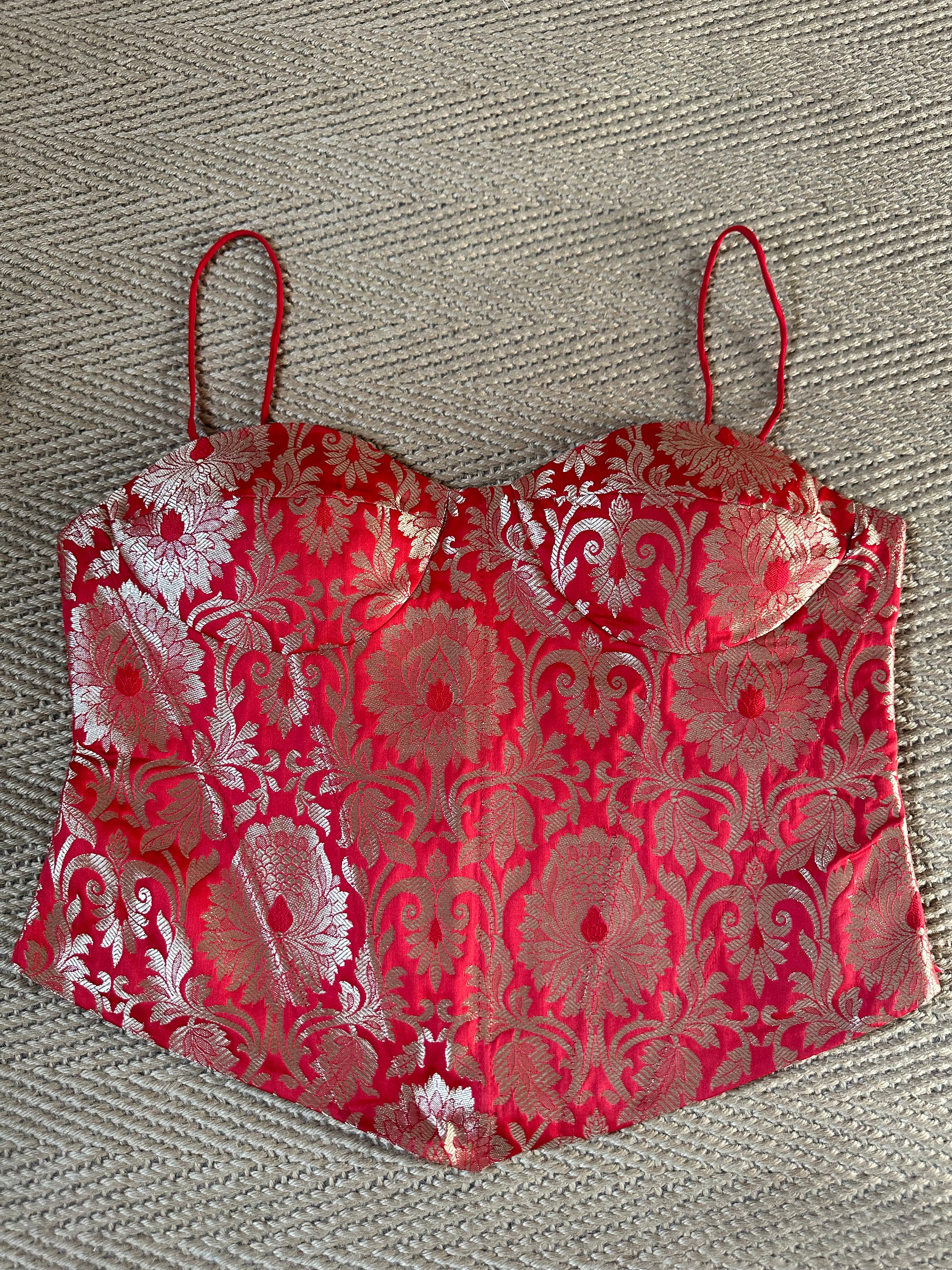 Red banarsi brocade corset