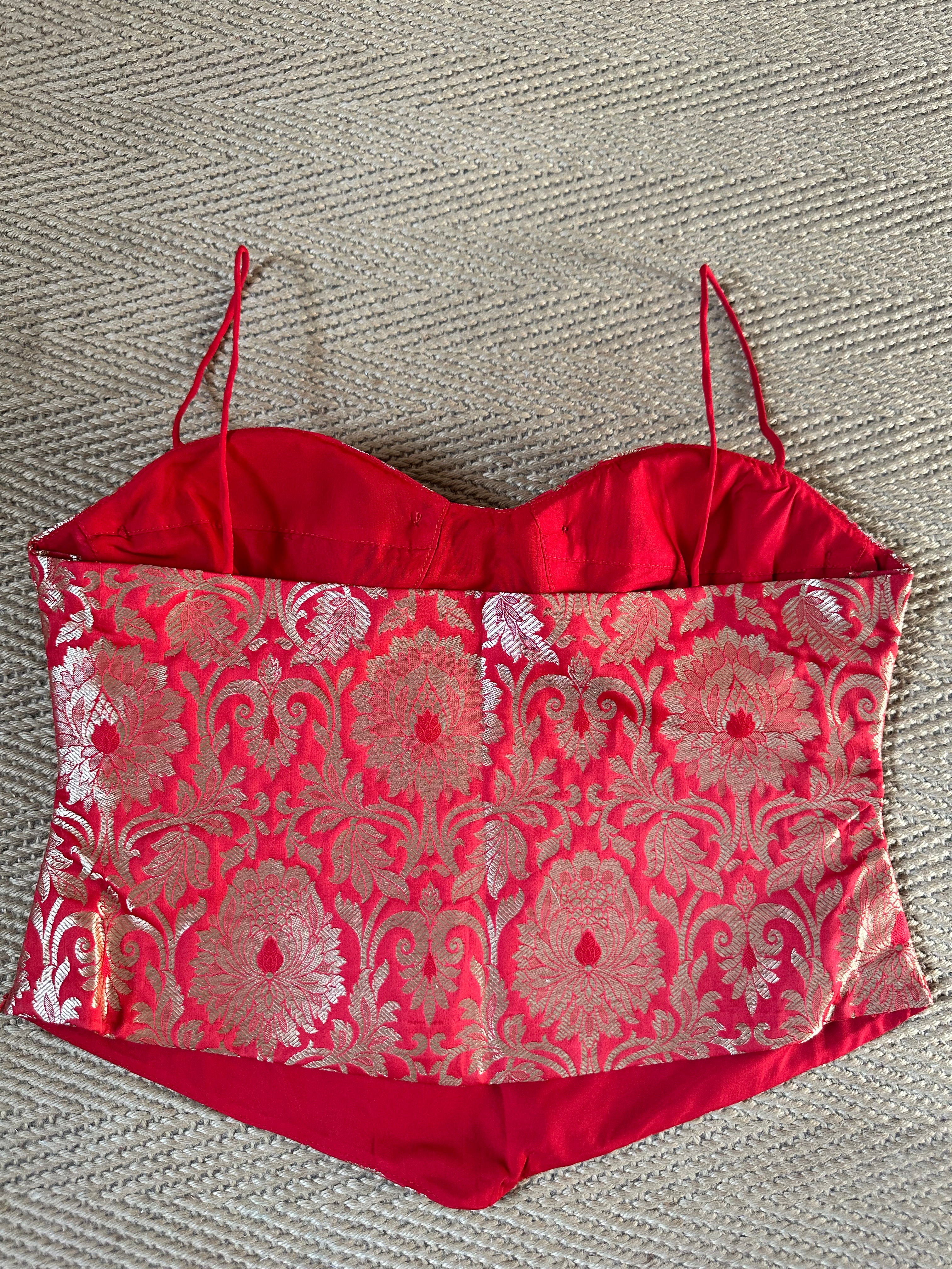 Red banarsi brocade corset