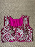 Pink designer velvet sleeveless blouse