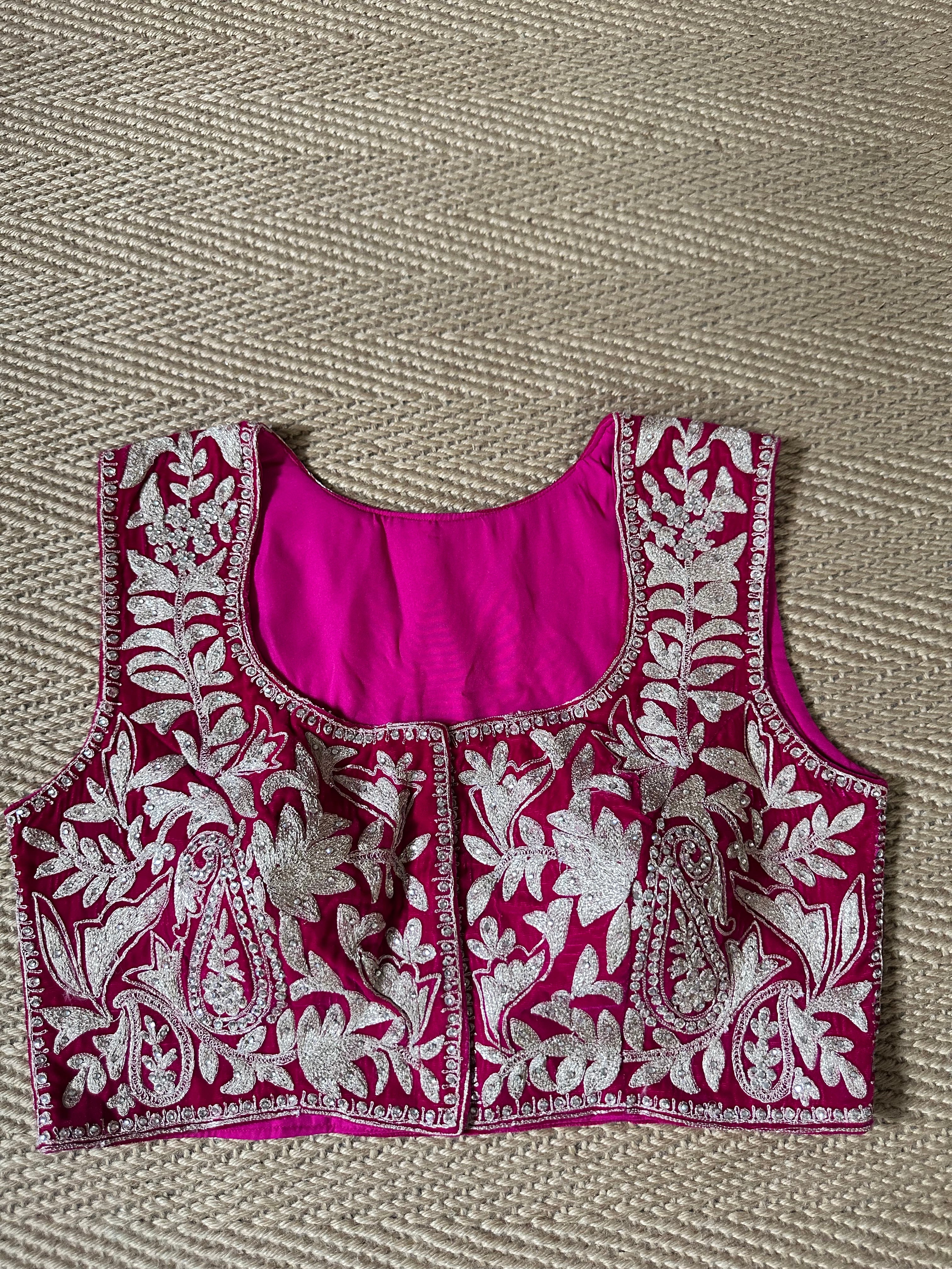 Pink designer velvet sleeveless blouse