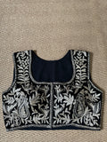 Black designer velvet sleeveless blouse