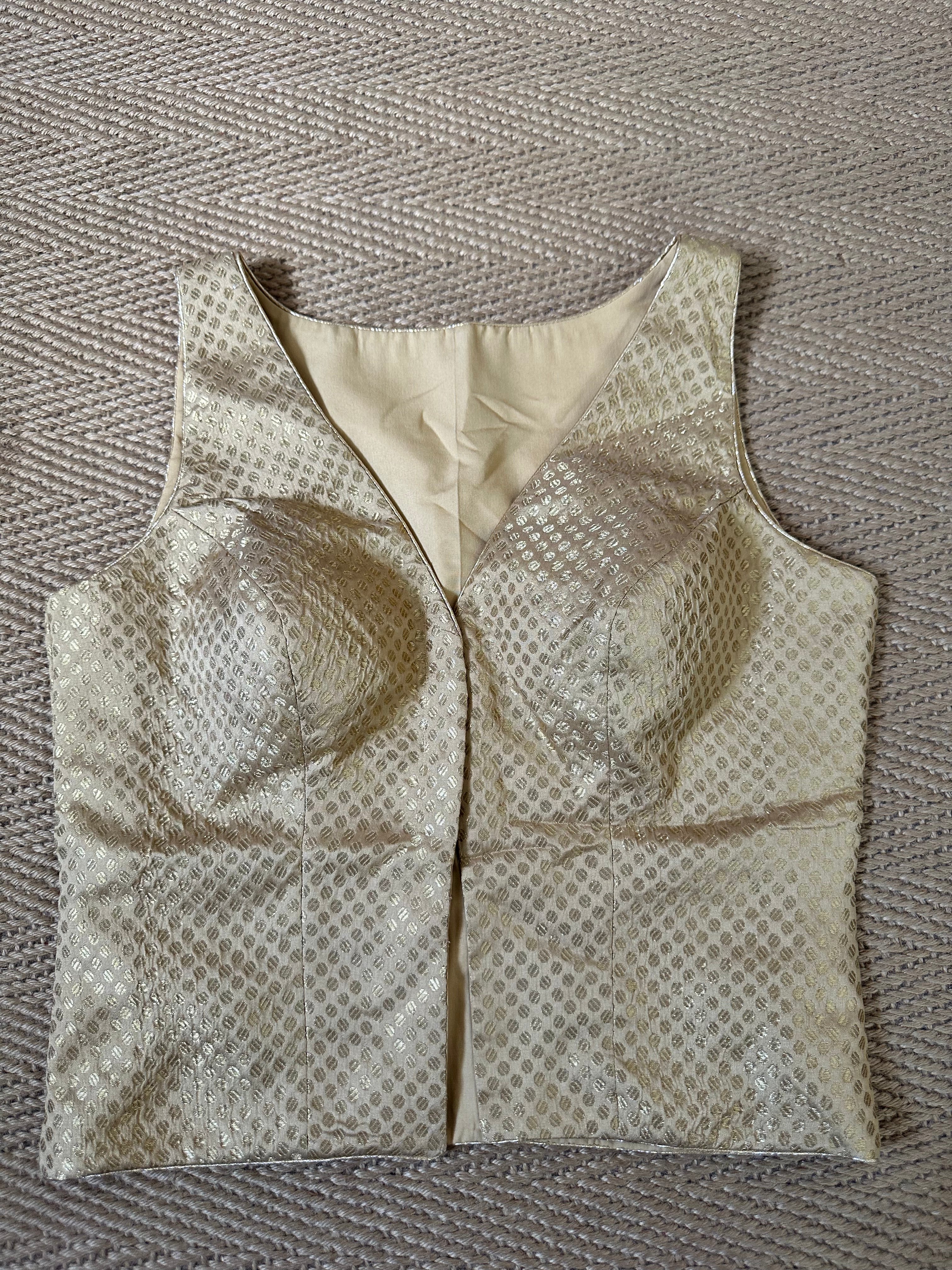 Gold banarsi brocade long top