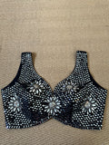 Black designer blouse with real mirror work