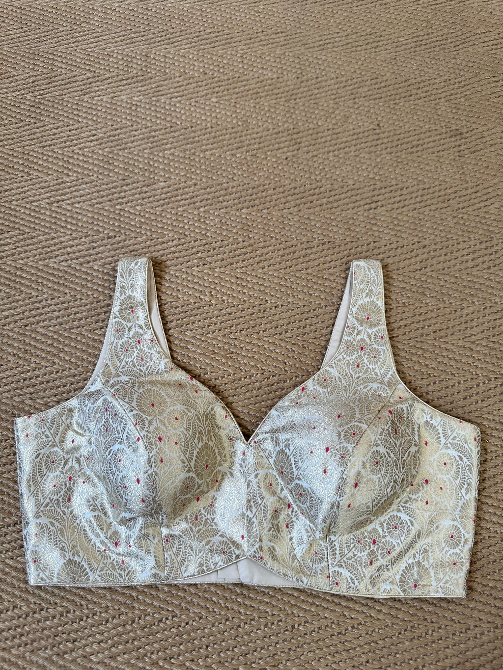 Gold banarsi brocade sleeveless blouse
