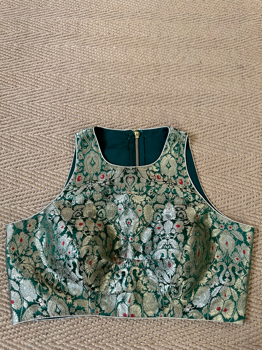 Green brocade blouse