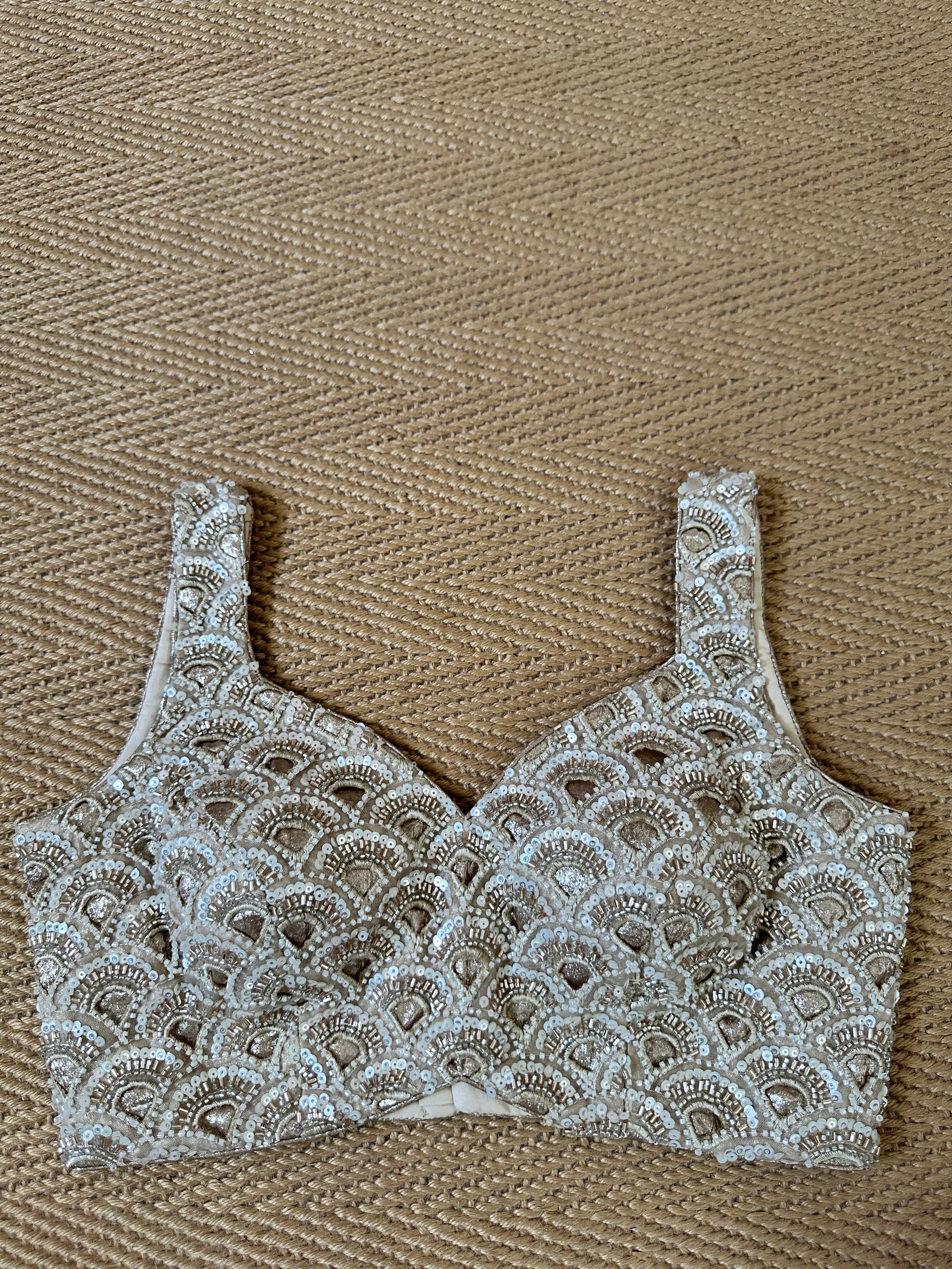 Gold / cream color designer blouse with bead work