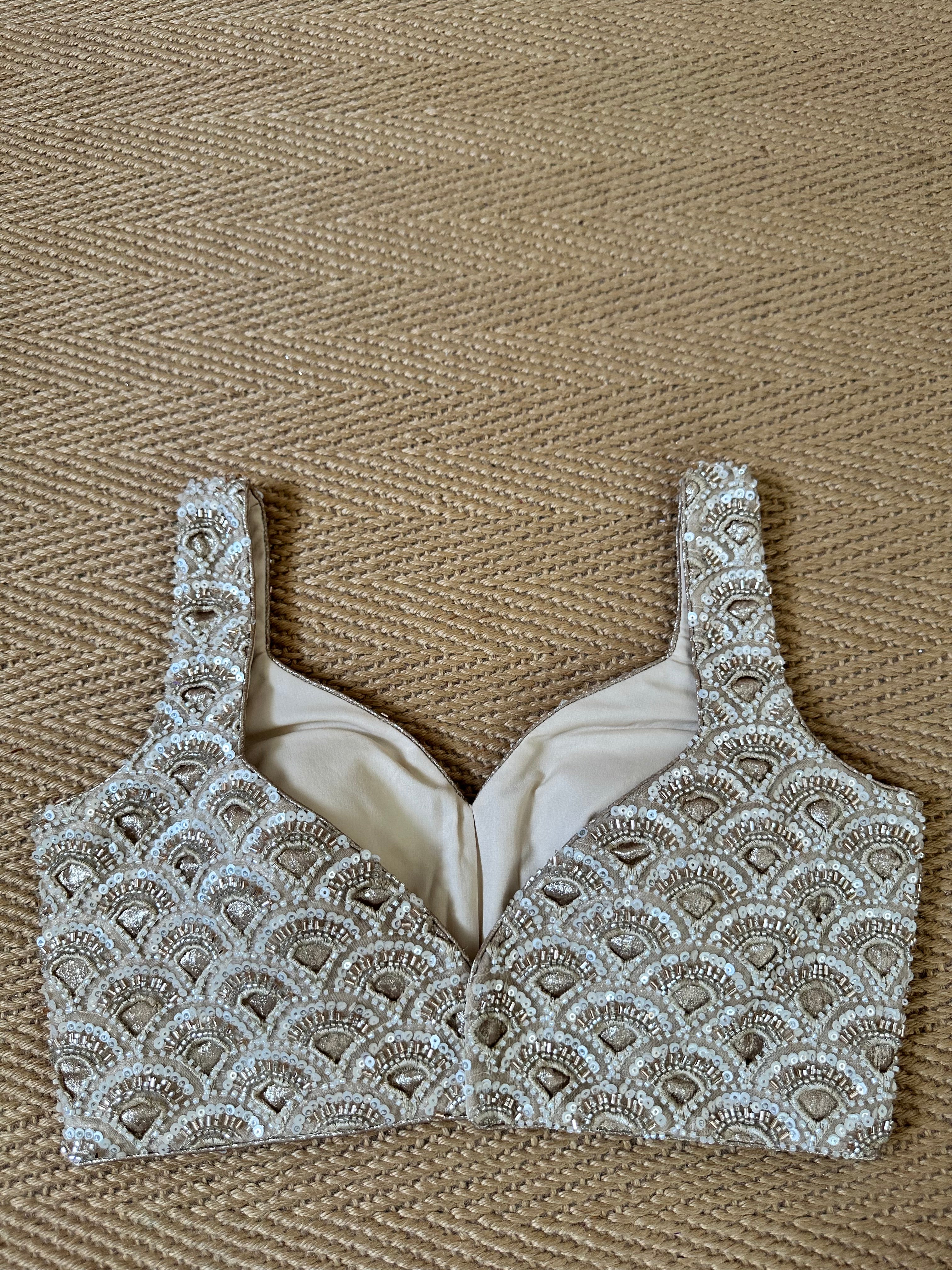 Gold / cream color designer blouse with bead work
