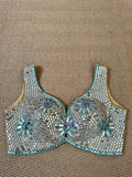 Gold designer blouse with real mirror work
