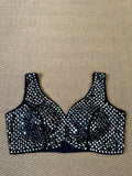 Black designer blouse with real mirror work